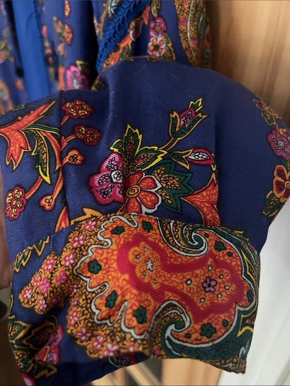 Blue Floral Embroidered Suzani Jacket - handmade/custom Asian jewel tone crop